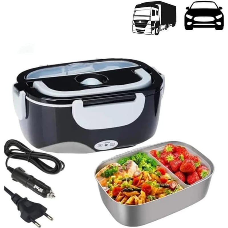 Marmita Elétrica Preta Bivolt Portátil Doméstica Veicular 12/24v Lancheira 1.5l